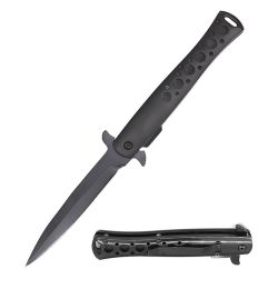 5" Closed Spring Assisted Open Black Stiletto TACTICAL Pocket Knife