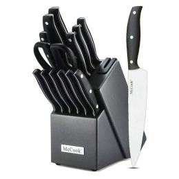 McCook MC39 Knife Set with Built-in Sharpener, 14-Piece Triple Rivet Cutlery Knife Block Set