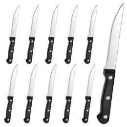 Bestdin Steak Knives, 10 Pieces 4.5" Long Blade Stainless Steel Serrated Steak Knife Set, Dishwasher Safe