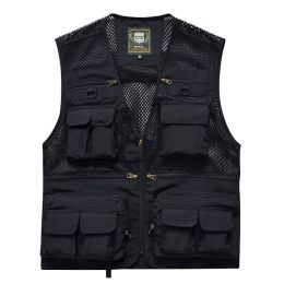 Men's Vest Tactical Military Outdoor Multi-Pockets Jacket Zipper Sleeveless Travels Male Photography Fishing Men